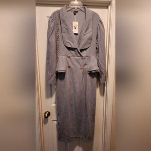 Shein XL powder blue peplum suit dress